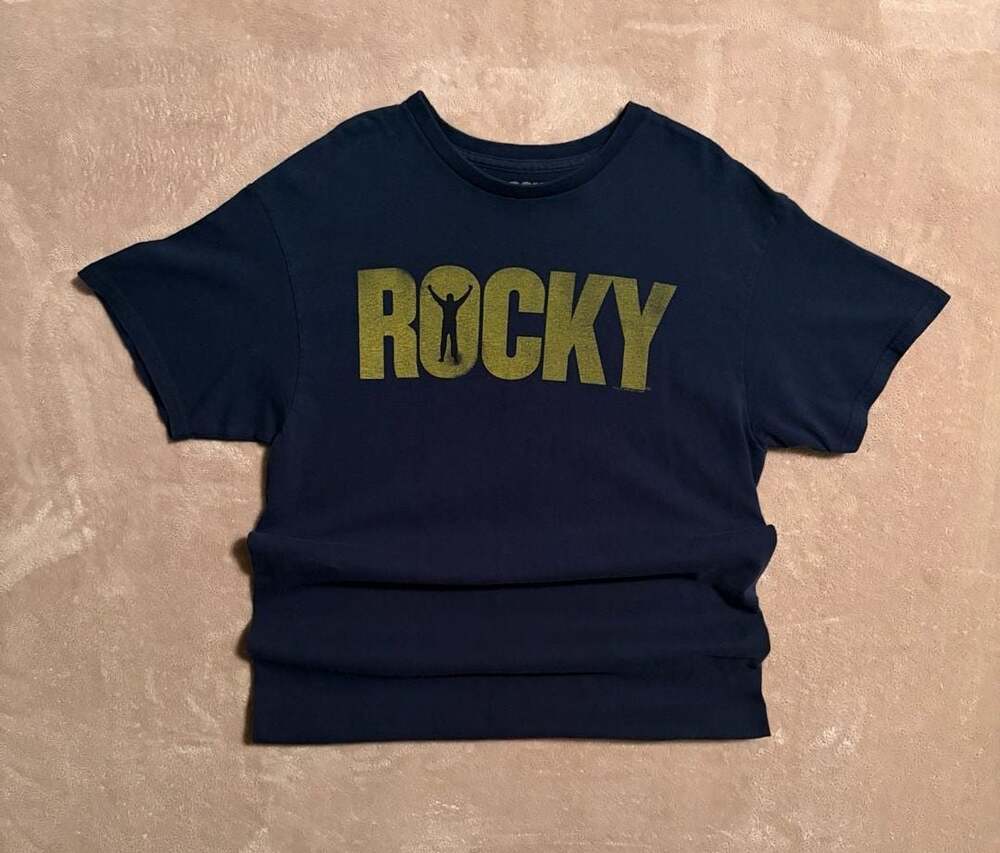 Rocky Movie Logo Graphic T-Shirt Size M Blue Cotton